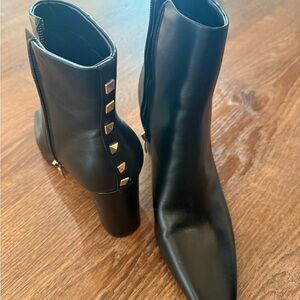 Nine West Black Ankle Boots with Gold Stud Detailing